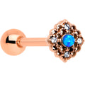 BodyCandy Blue Synthetic Opal Rose Gold Tone Lacy Barbell Tongue Ring — main product shot