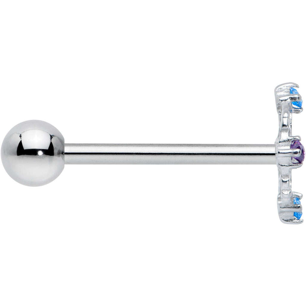 BodyCandy White Synthetic Opal Floral Web Barbell Tongue Ring — lifestyle context