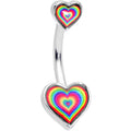 BodyCandy Rainbow Tie Dye Heart Valentines Day Double Mount Belly Ring — main product shot