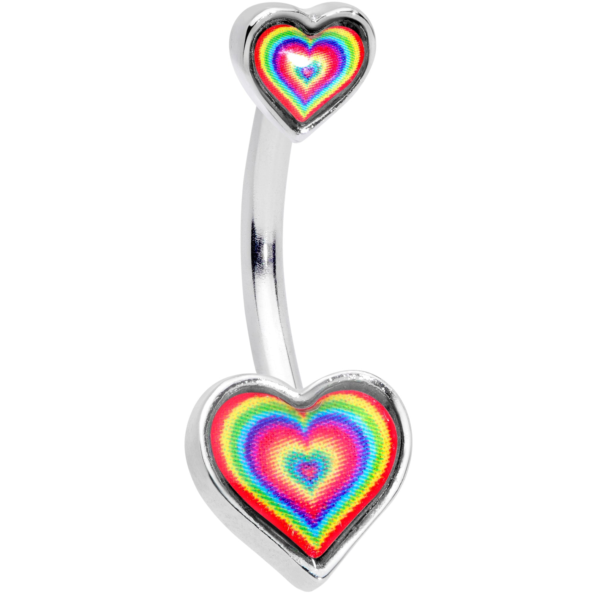 BodyCandy Rainbow Tie Dye Heart Valentines Day Double Mount Belly Ring — main product shot