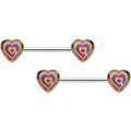 BodyCandy 14G 9/16 Rainbow Tie Dye Heart Valentines Day Nipple Ring Set — main product shot