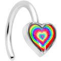 BodyCandy 18G 5/16 Rainbow Tie Dye Heart Valentines Day Nose Hoop — main product shot