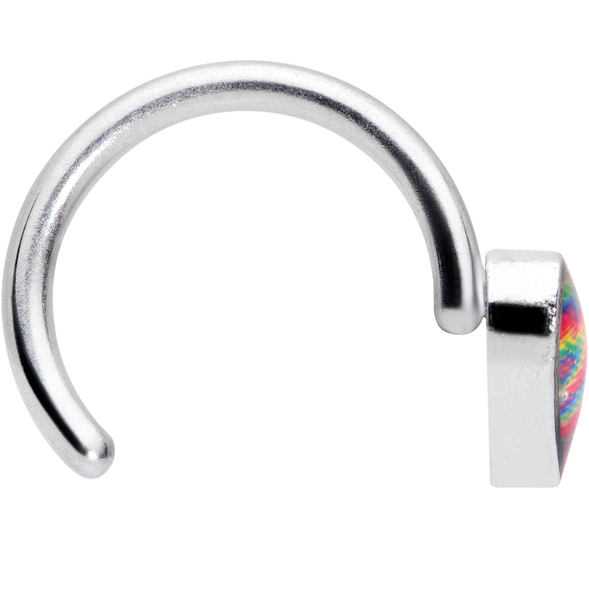 BodyCandy 18G 5/16 Rainbow Tie Dye Heart Valentines Day Nose Hoop — lifestyle context