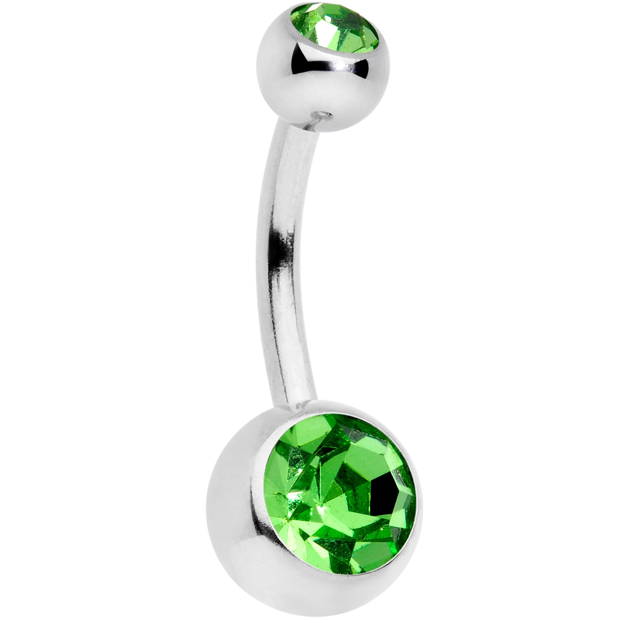 BodyCandy Green Gem UV Glow Color Swirl Dinosaur Belly Ring Set of 4 — detail close-up