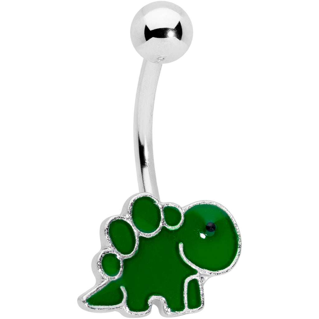BodyCandy Green Gem UV Glow Color Swirl Dinosaur Belly Ring Set of 4 — lifestyle context