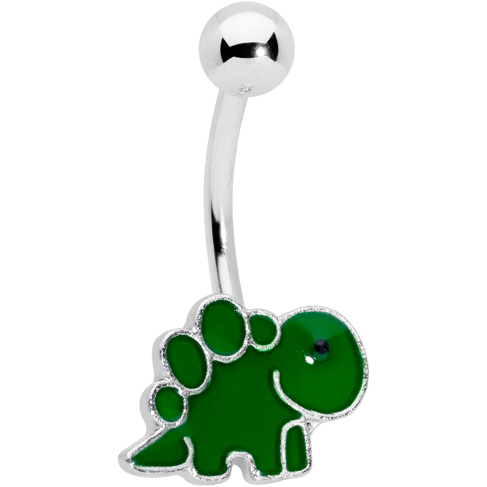 BodyCandy Green Gem UV Glow Color Swirl Dinosaur Belly Ring Set of 4 — lifestyle context