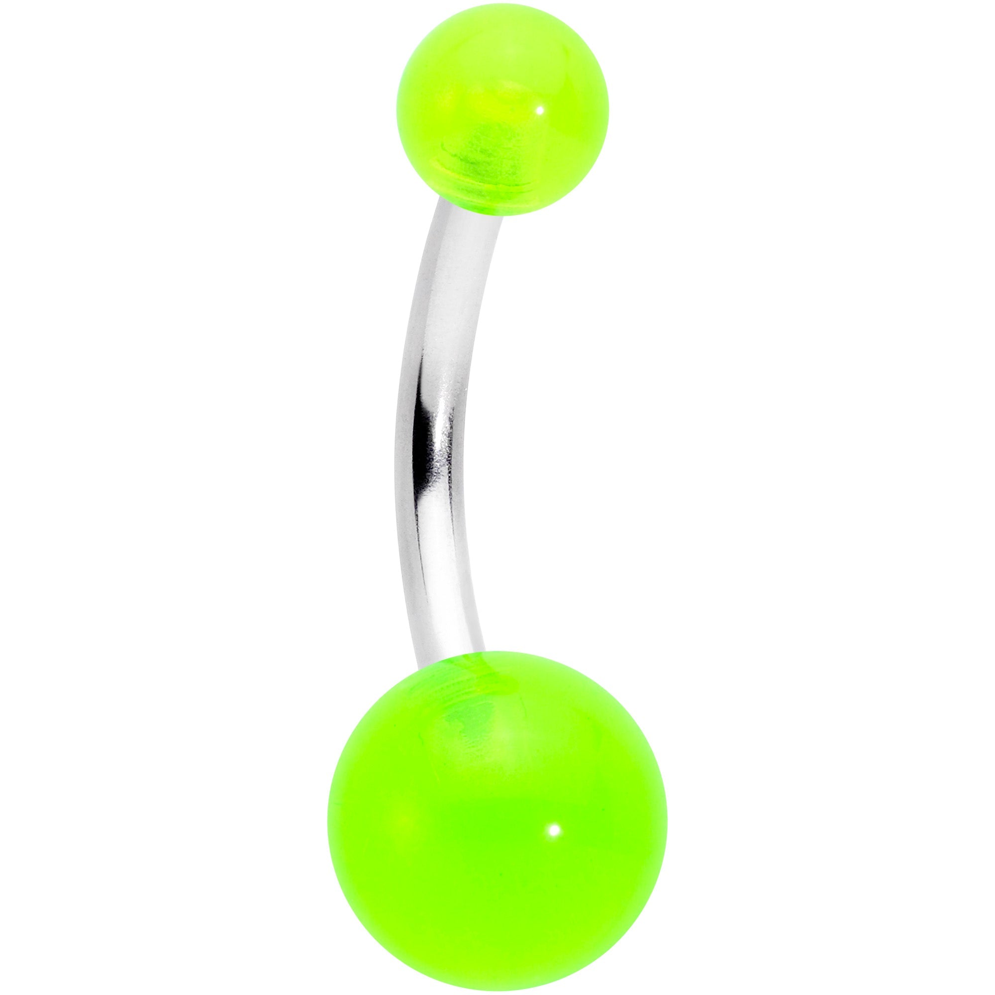 BodyCandy Green Gem UV Glow Color Swirl Dinosaur Belly Ring Set of 4 — side view