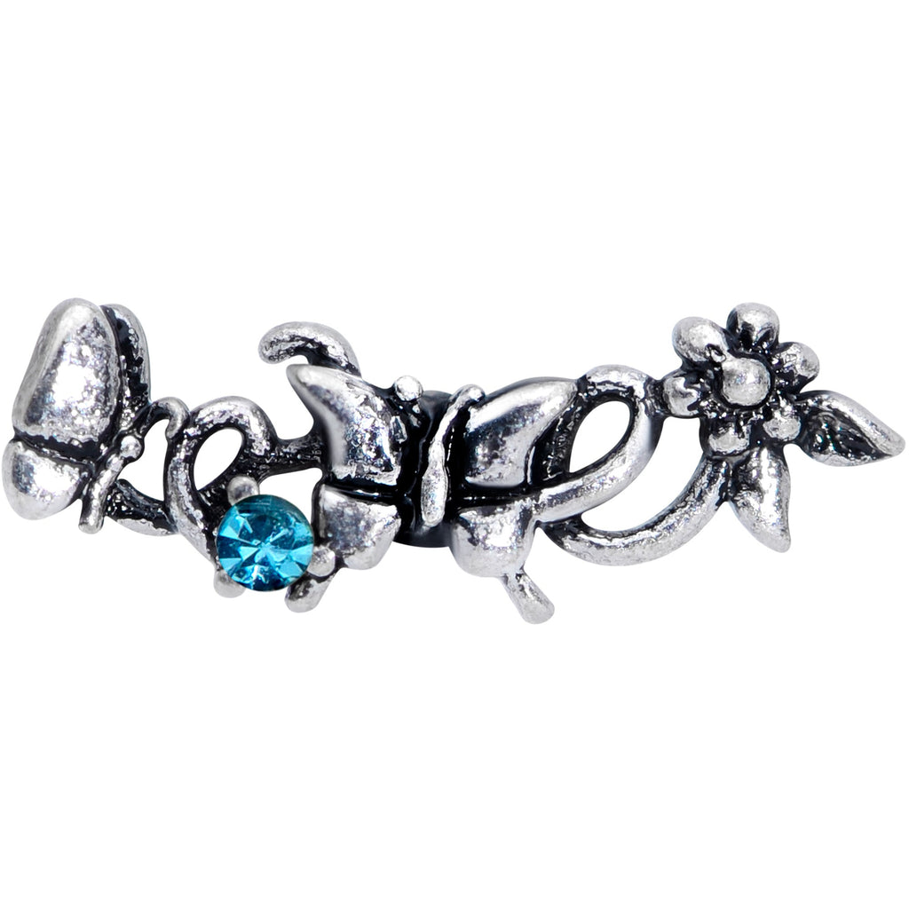 BodyCandy 16G 1/4 Blue Gem Array of Butterflies Cartilage Tragus Earring — detail close-up