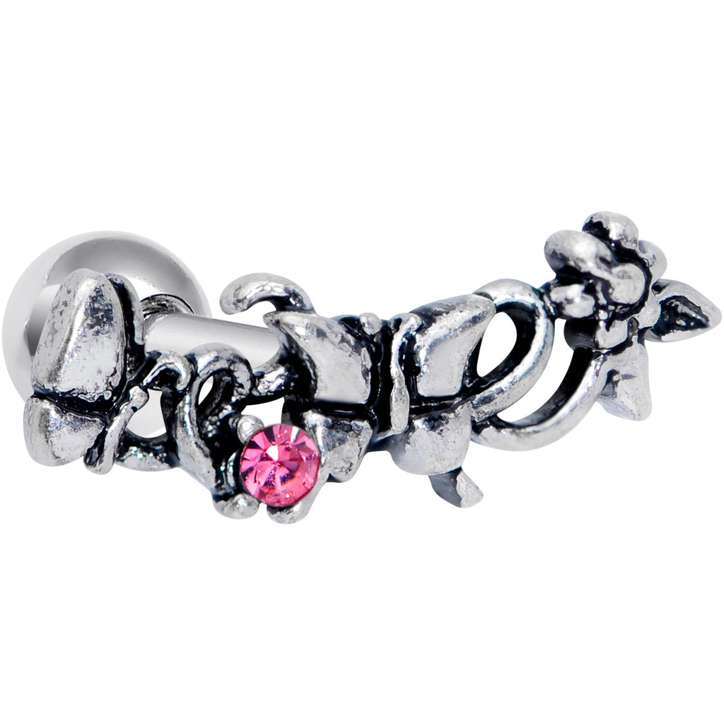 BodyCandy 16G 1/4 Pink Gem Array of Butterflies Cartilage Tragus Earring — main product shot