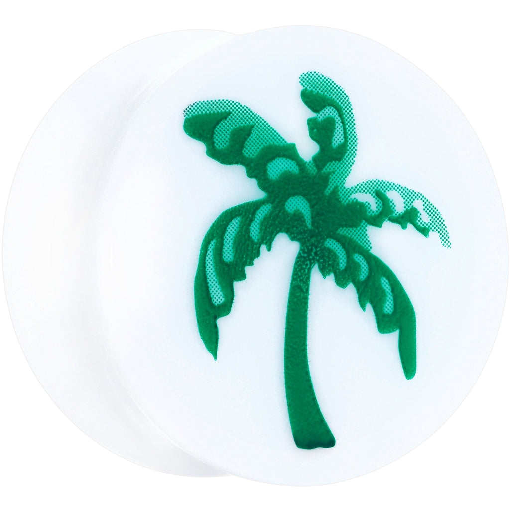 BodyCandy White Acrylic Green Palm Tree Saddle Plug Set — lifestyle context