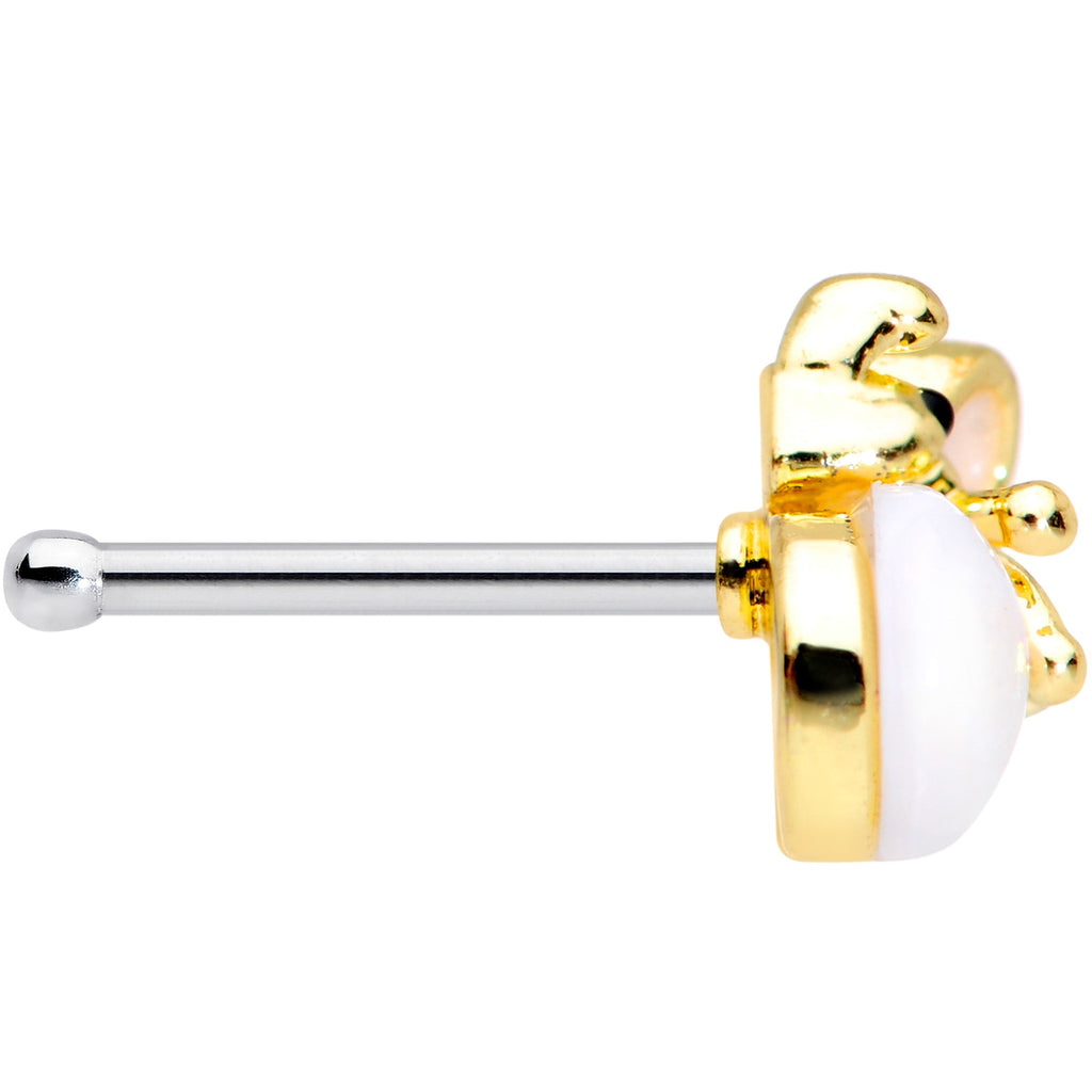 BodyCandy 20G 1/4 White Faux Opal Gold Tone Insect Nose Bone — lifestyle context