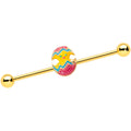 BodyCandy 14G Gold Tone Red Fancy Easter Chick Industrial Barbell 38mm — main product shot