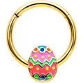 BodyCandy 16G 3/8 Gold Tone Funky Painted Easter Egg Hinged Segment Ring — main product shot