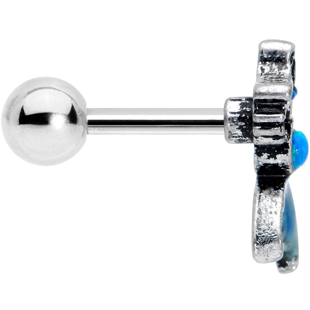BodyCandy 16G 1/4 Blue Synthetic Opal Blue Tail Mermaid Cartilage Tragus — lifestyle context