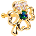 BodyCandy 20G 1/4 Green Synthetic Opal Gold Tone Shamrock St Pats Nose Bone — main product shot
