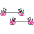 BodyCandy 14G 9/16 Pink Gem Pink Easter Egg Bunny Barbell Nipple Ring Set — main product shot