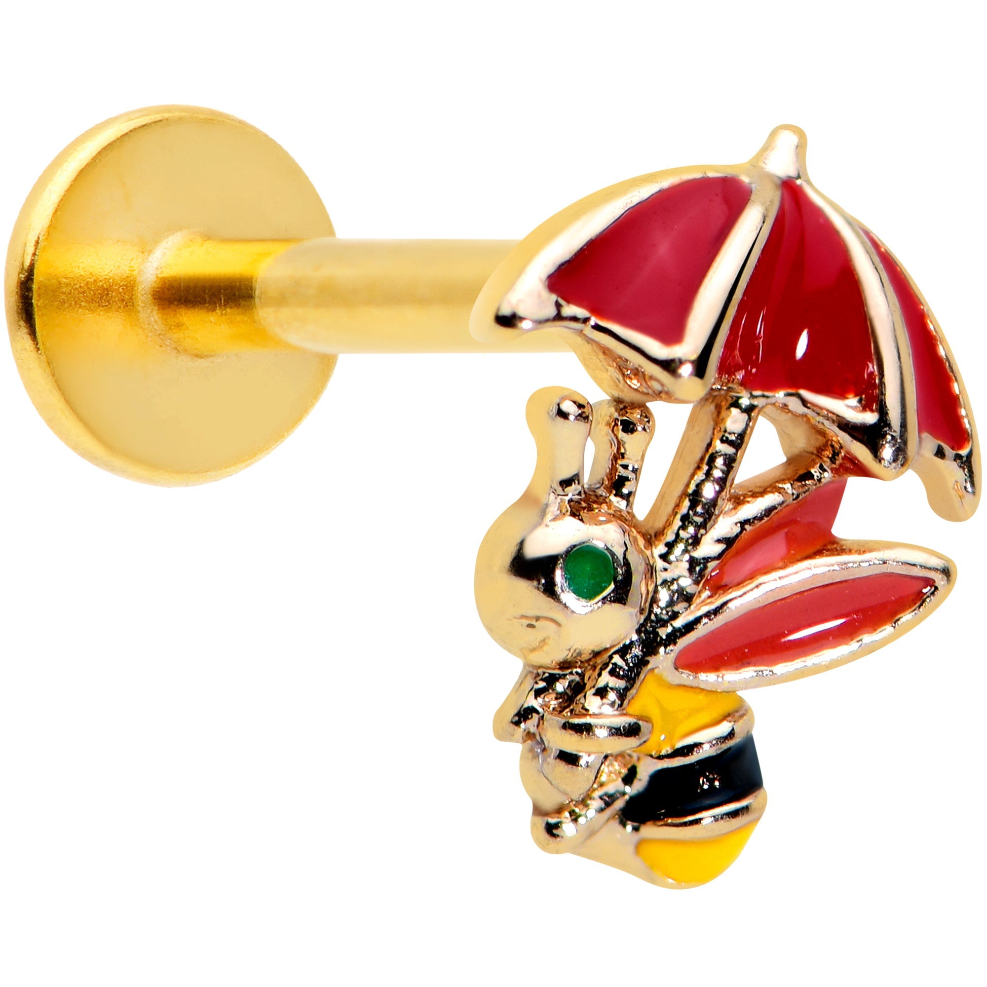 BodyCandy 16G 5/16 Gold Tone Rainy Day Umbrella Bee Labret Monroe Tragus — main product shot