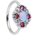 BodyCandy 20G 5/16 White Synthetic Opal Glam Oval Nose Hoop — main product shot