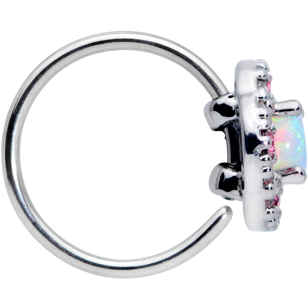 BodyCandy 20G 5/16 White Synthetic Opal Glam Oval Nose Hoop — lifestyle context