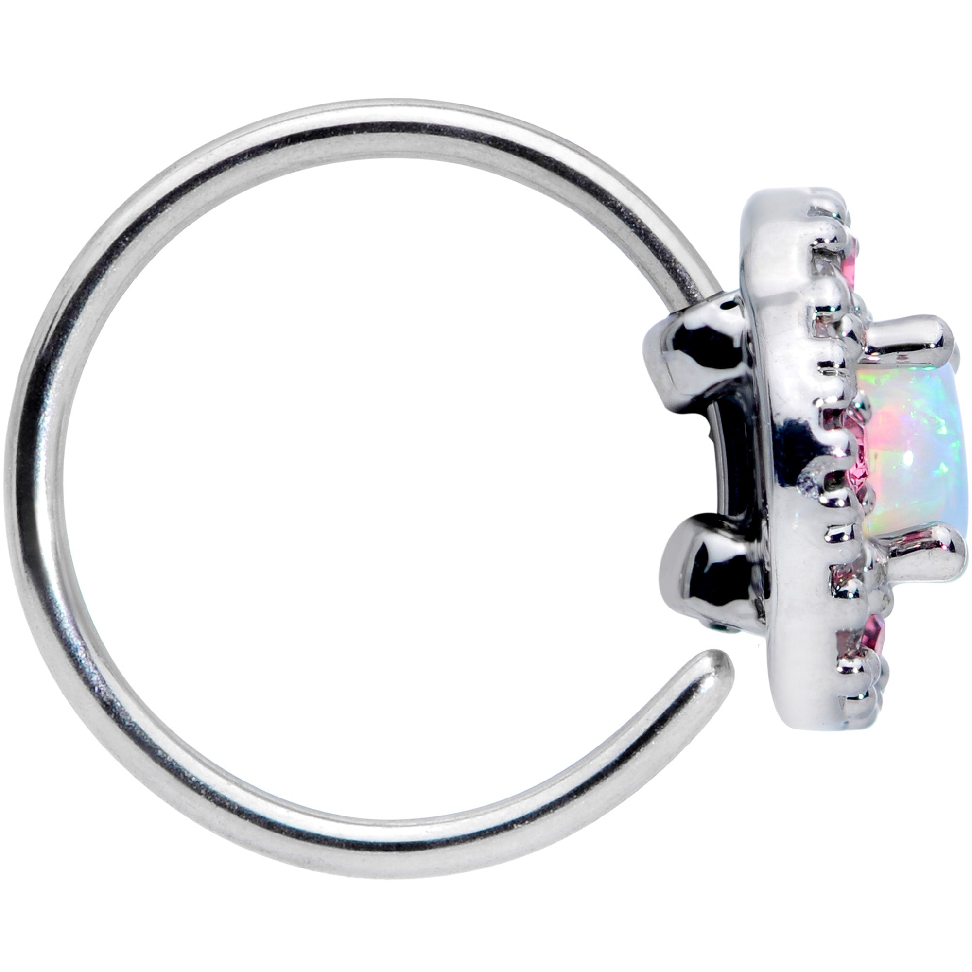 BodyCandy 20G 5/16 White Synthetic Opal Glam Oval Nose Hoop — lifestyle context
