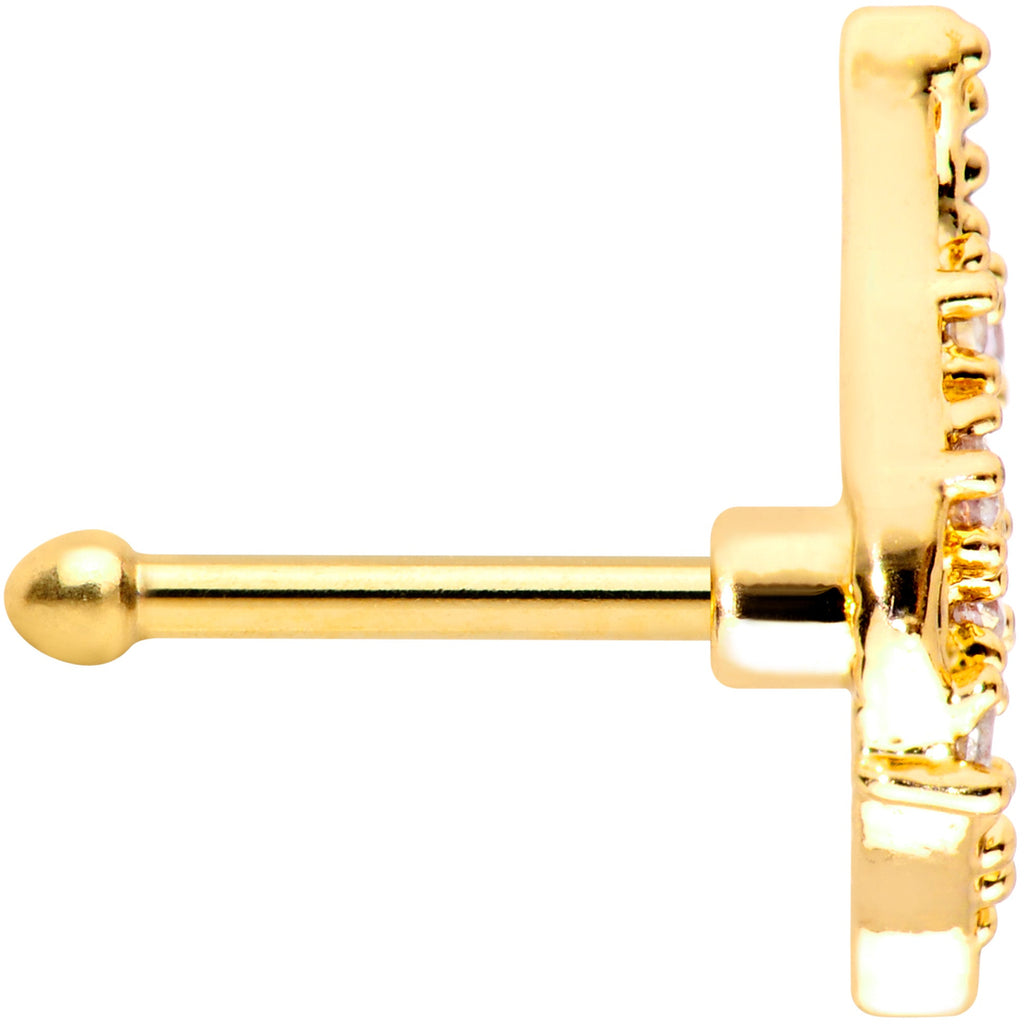 BodyCandy 20G 1/4 Clear Pink Gem Gold Tone Airy Wing Nose Bone — lifestyle context