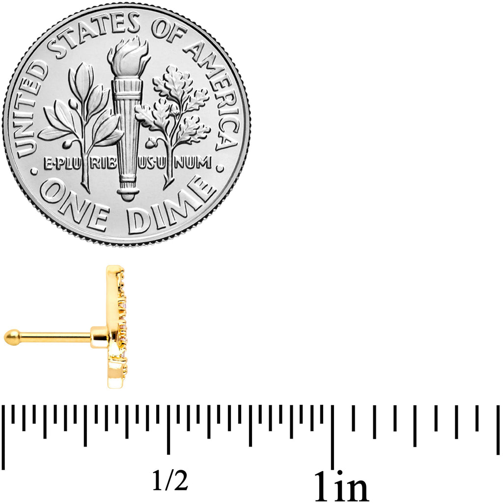 BodyCandy 20G 1/4 Clear Pink Gem Gold Tone Airy Wing Nose Bone — side view