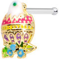 BodyCandy 20G 1/4 Yellow Pink Hatched Easter Chick Nose Bone — main product shot