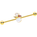 BodyCandy 14G White Faux Opal Gold Tone Insect Industrial Barbell 38mm — main product shot