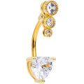 BodyCandy Clear CZ Gem Gold Tone Triple Drop Heart Belly Ring — main product shot