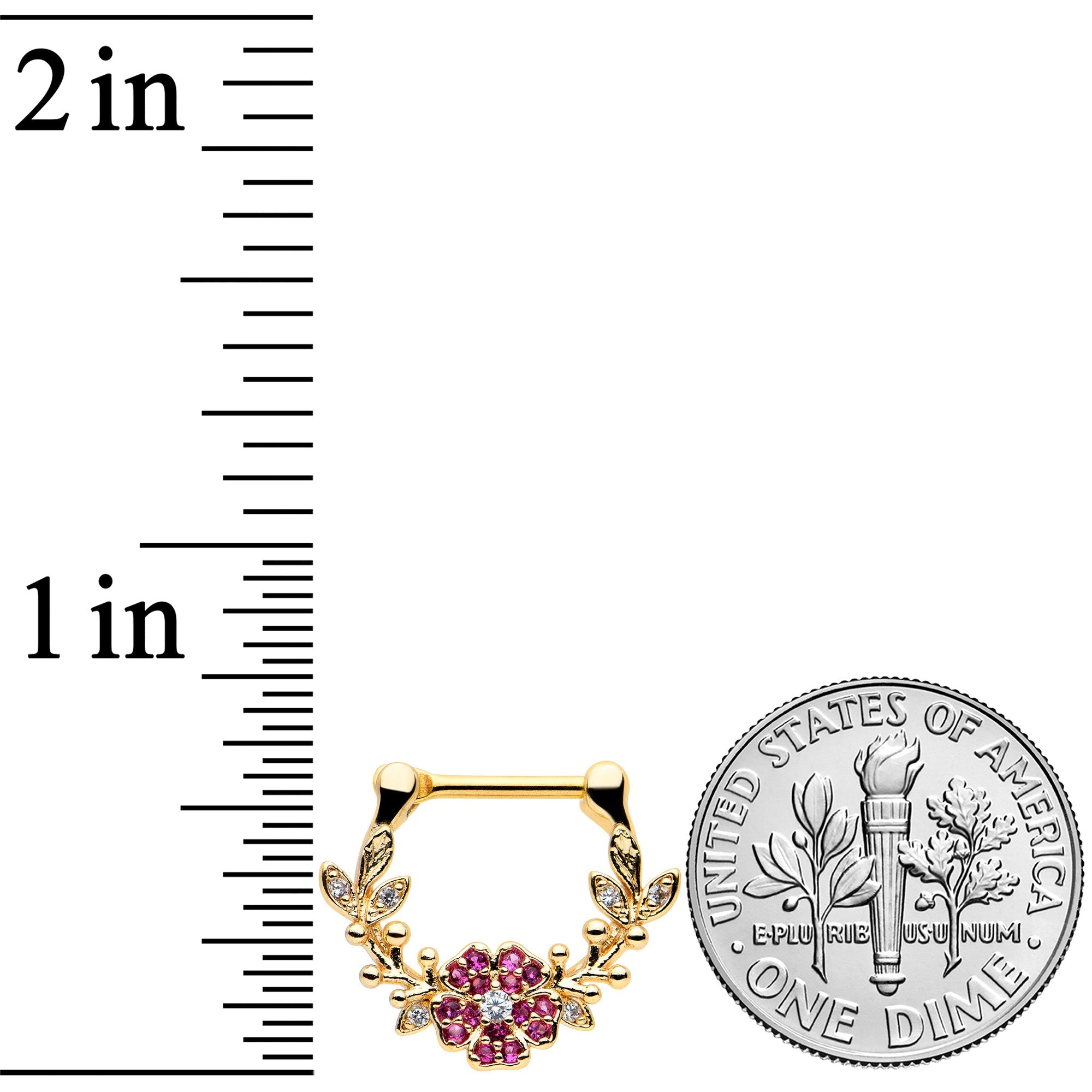 BodyCandy 16G 5/16 Clear Pink Gem Gold Tone Floral Vine Cartilage Clicker — lifestyle context