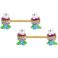 BodyCandy 14G 9/16 Clear Blue Gem Gold Tone Easter Chick Nipple Ring Set — main product shot