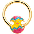 BodyCandy 16G 3/8 Gold Tone Fancy Easter Chick Hinged Segment Ring — main product shot