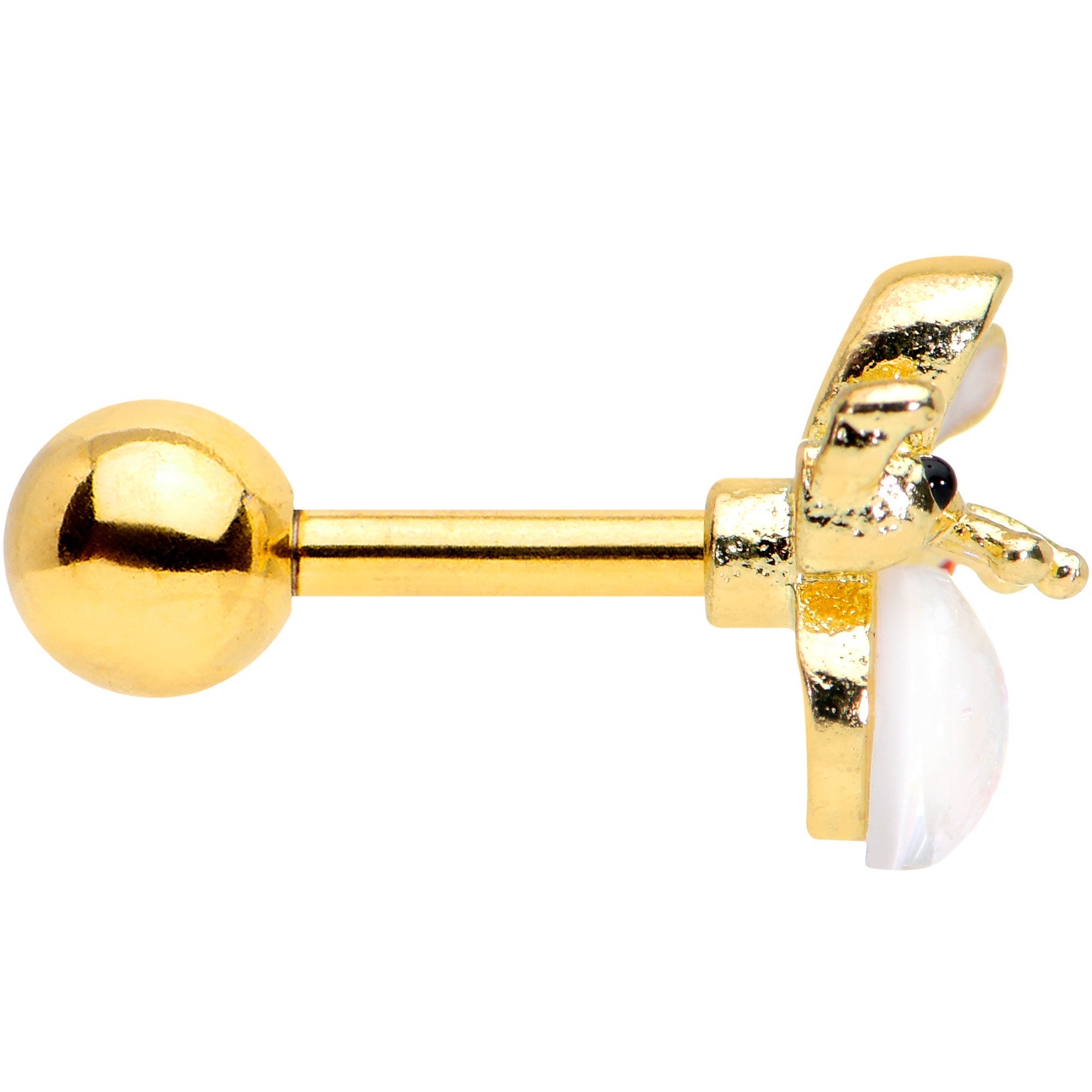 BodyCandy 16G 1/4 White Faux Opal Gold Tone Insect Cartilage Tragus Earring — lifestyle context
