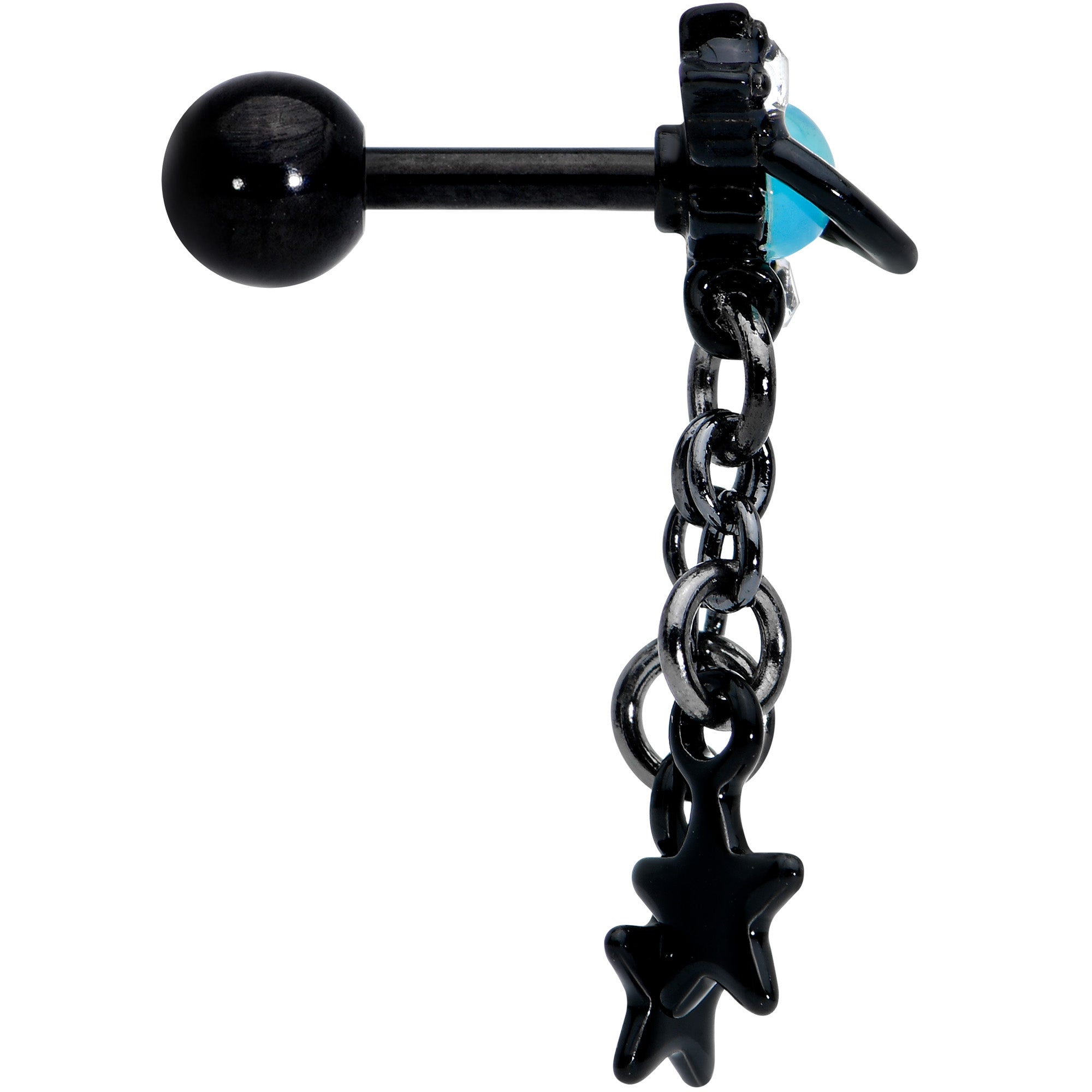 BodyCandy 16G 1/4 Blue Gem Black Saturn Planet Star Dangle Cartilage Tragus — lifestyle context