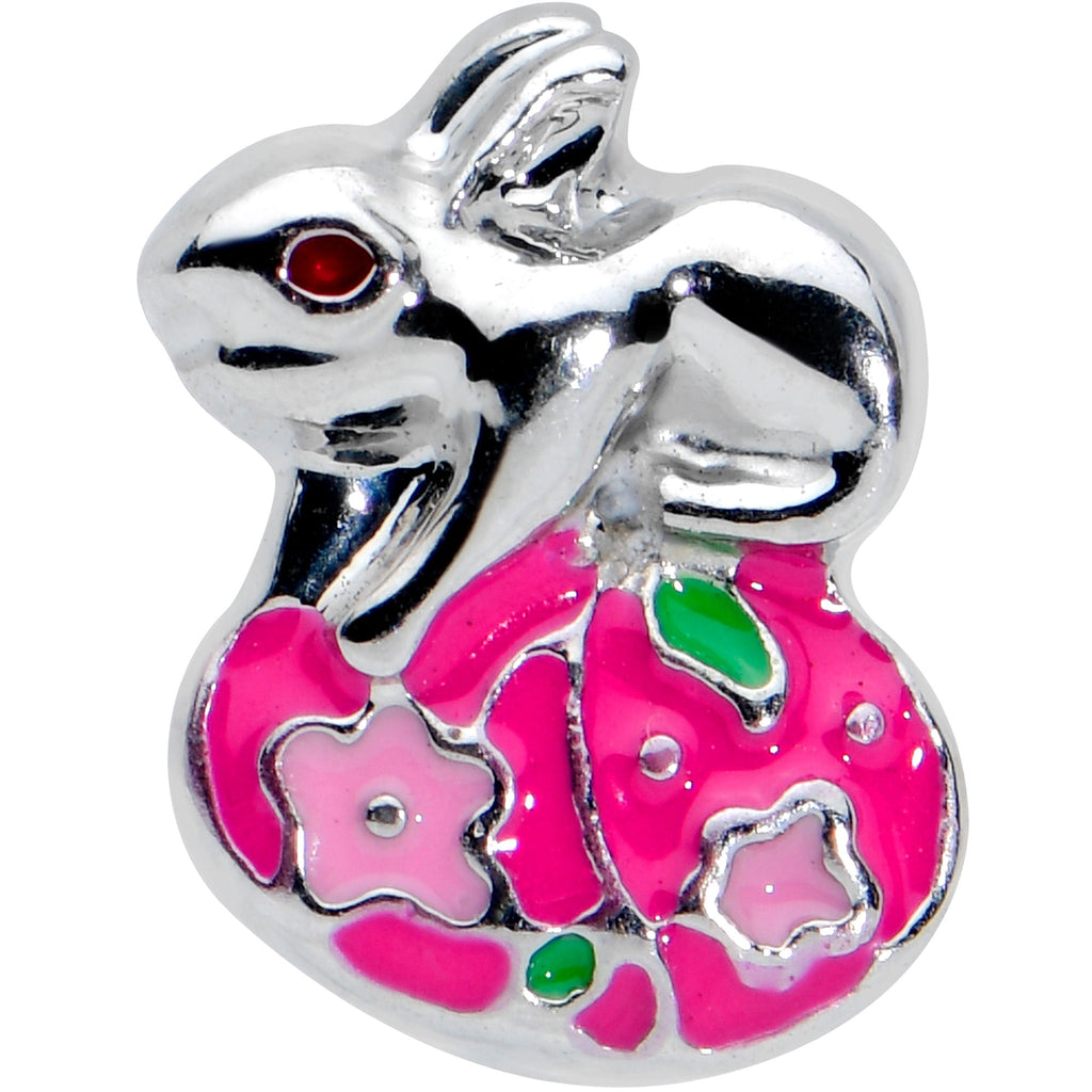 BodyCandy 16G 1/4 Pink Gem Easter Egg Easter Bunny Cartilage Tragus Earring — detail close-up