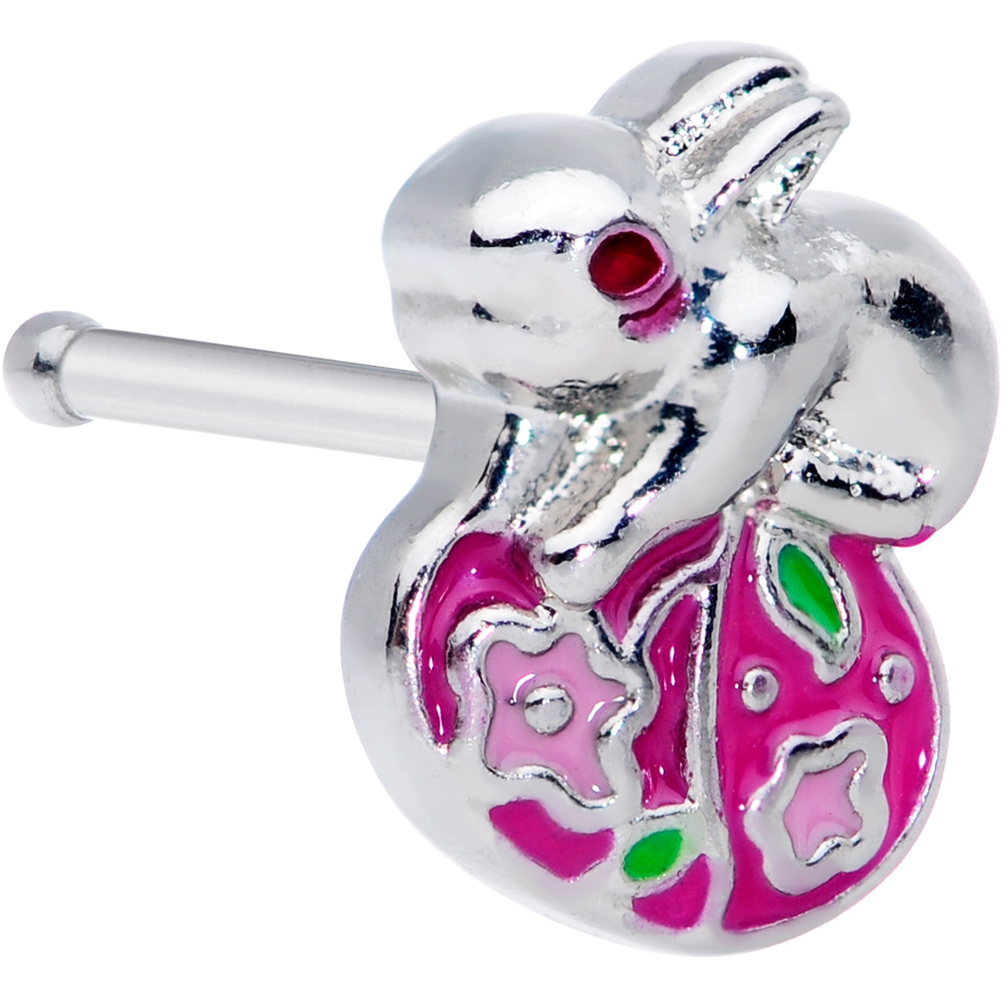 BodyCandy 20G 1/4 Pink Gem Pink Easter Egg Easter Bunny Nose Bone — main product shot