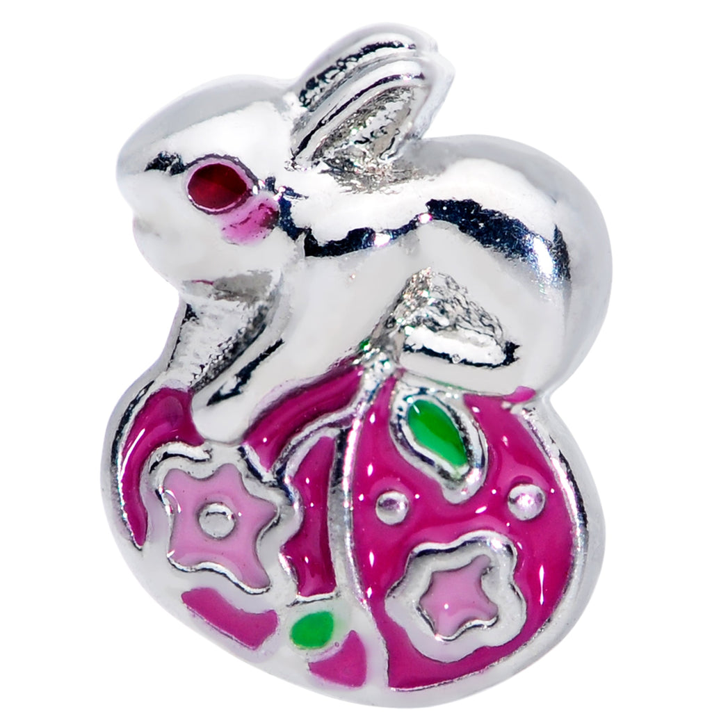BodyCandy 20G 1/4 Pink Gem Pink Easter Egg Easter Bunny Nose Bone — detail close-up