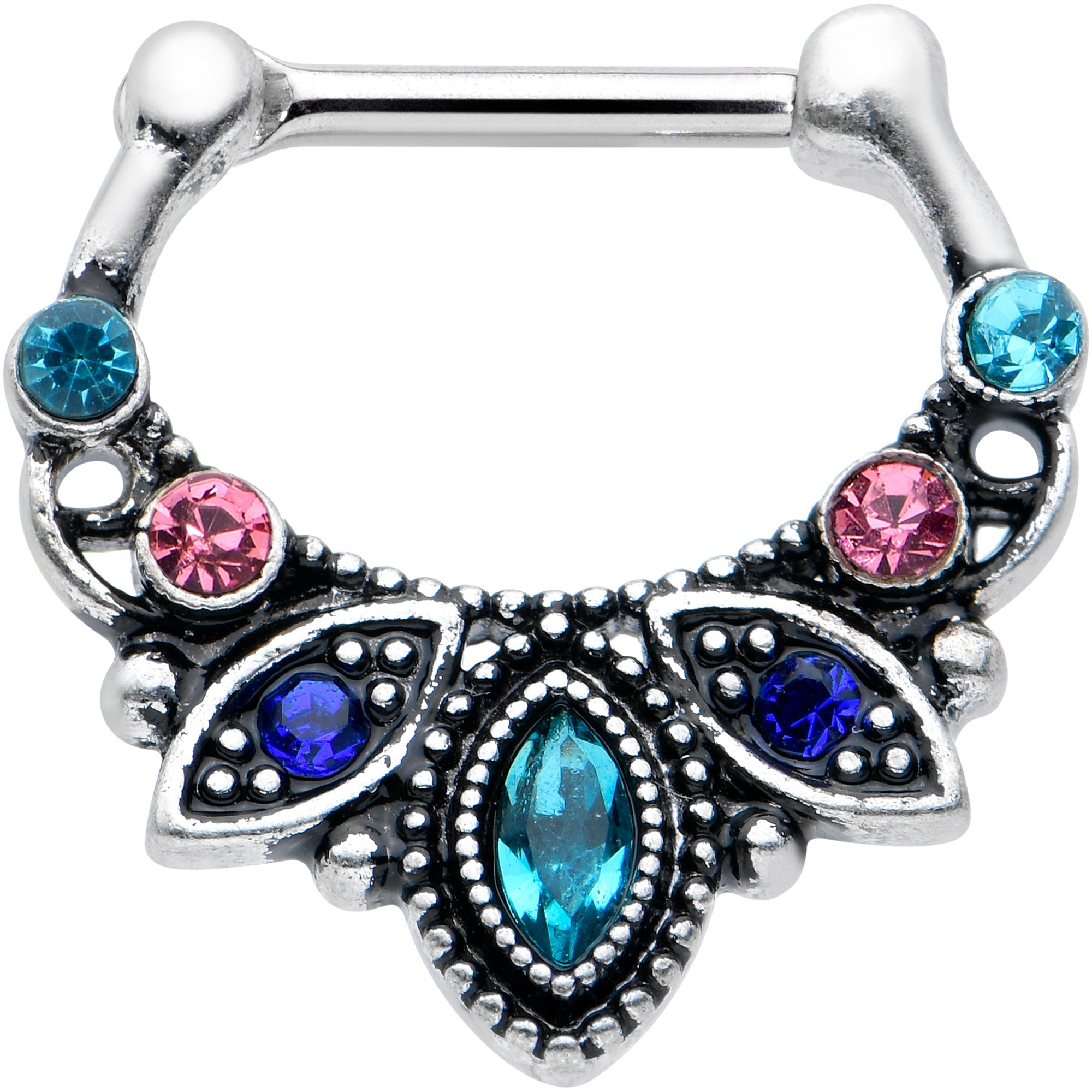 BodyCandy 16G 5/16 Pink Blue Gem Festive Fashion Cartilage Clicker — main product shot