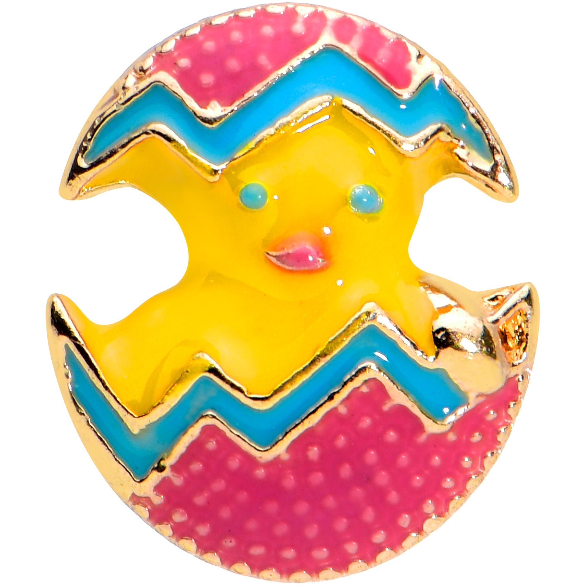 BodyCandy 16G 1/4 Gold Tone Red Fancy Easter Chick Cartilage Tragus Earring — detail close-up