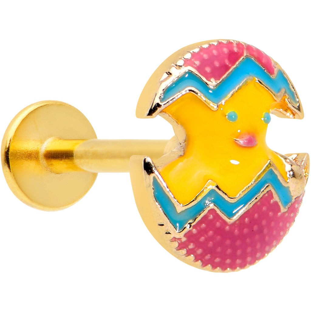 BodyCandy 16G 5/16 Gold Tone Red Fancy Easter Chick Labret Monroe Tragus — main product shot