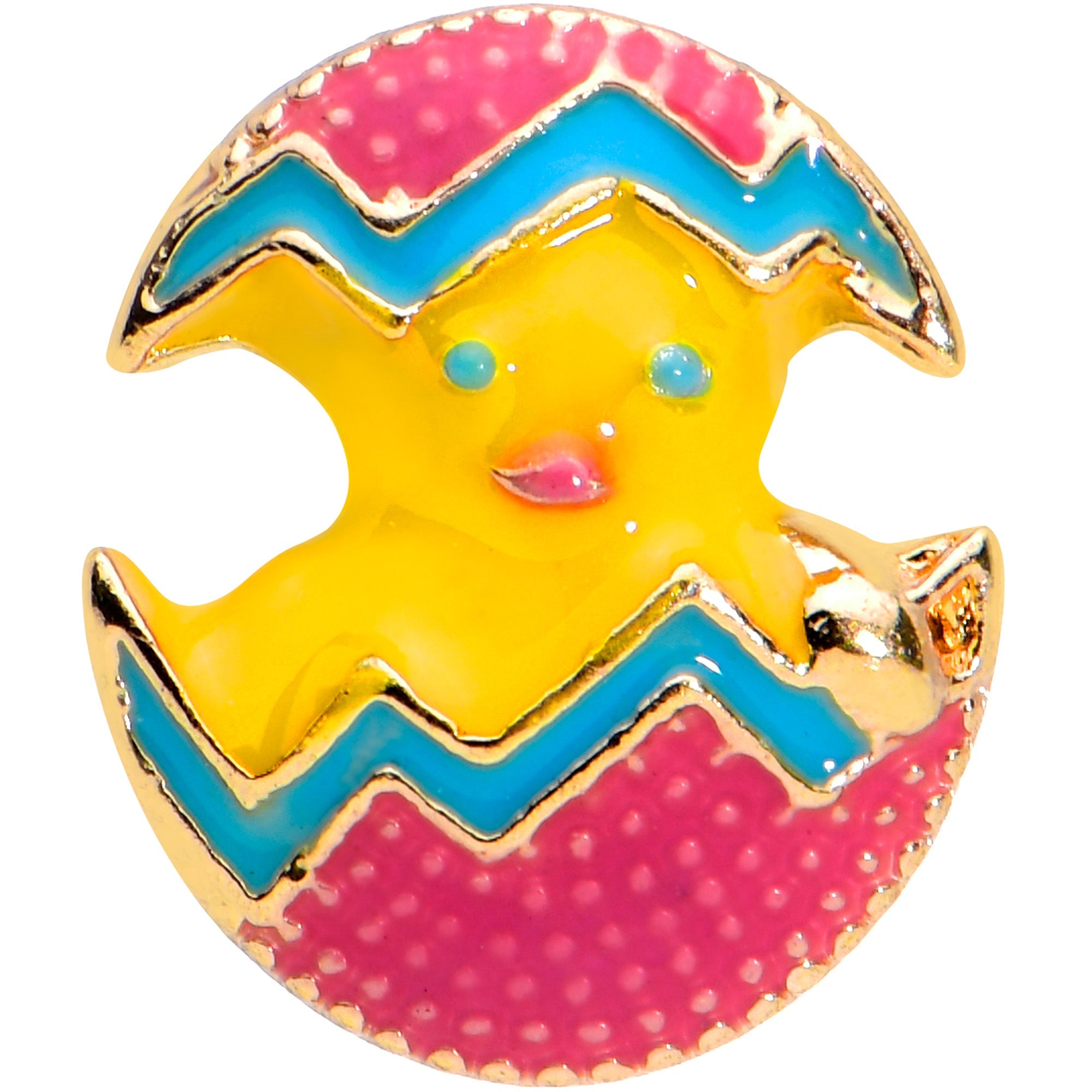 BodyCandy 16G 5/16 Gold Tone Red Fancy Easter Chick Labret Monroe Tragus — detail close-up