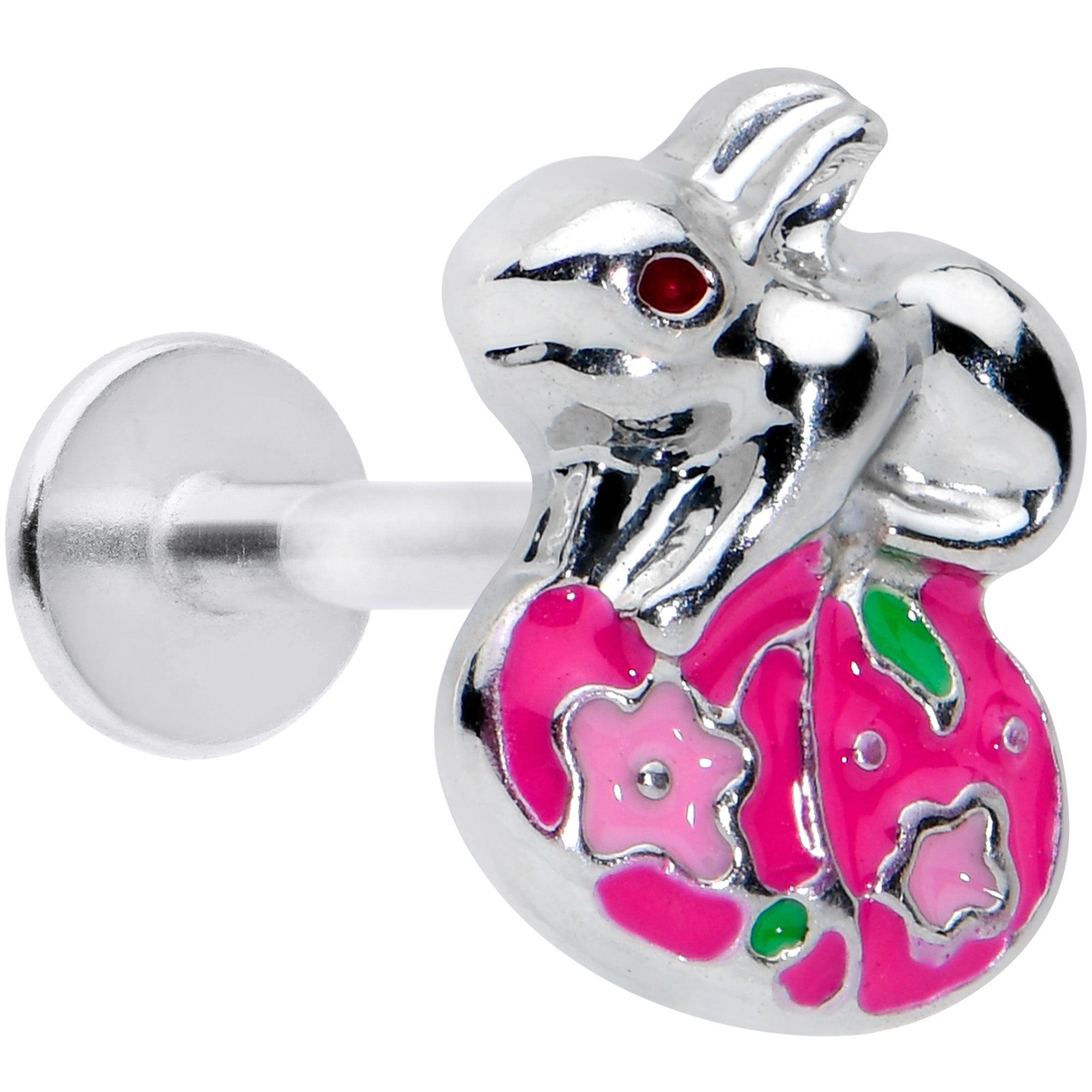 BodyCandy 16G 5/16 Pink Gem Easter Egg Easter Bunny Labret Monroe Tragus — main product shot