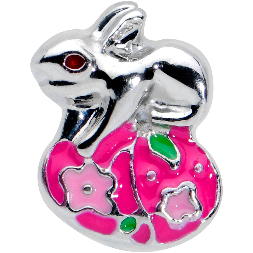 BodyCandy 16G 5/16 Pink Gem Easter Egg Easter Bunny Labret Monroe Tragus — detail close-up
