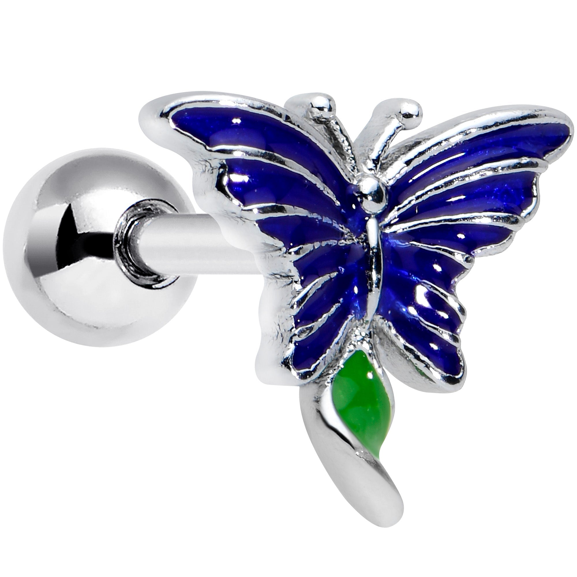 BodyCandy 16G 1/4 Beautiful Blue Butterfly Cartilage Tragus Earring — main product shot