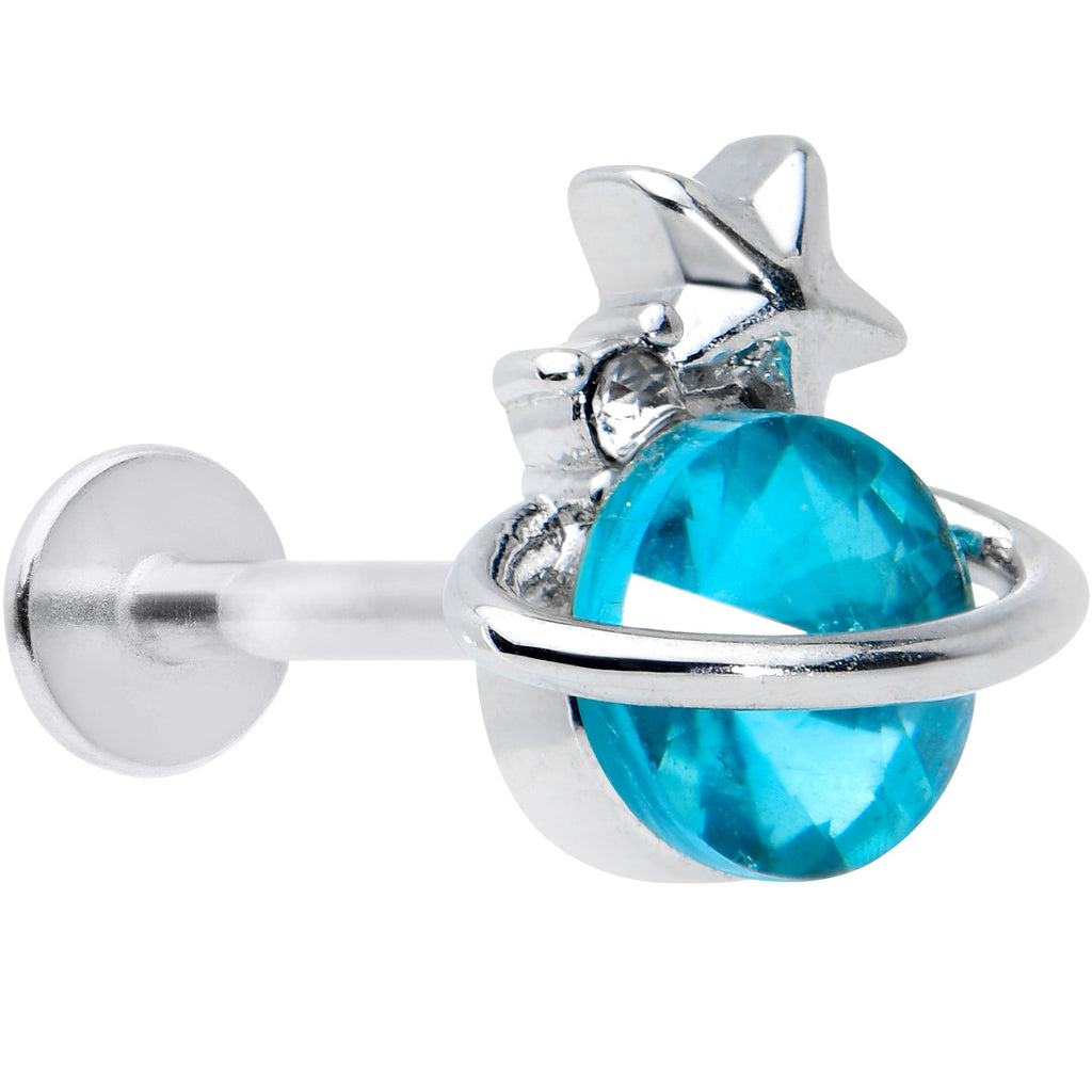 BodyCandy 16G 5/16 Clear Blue Gem Saturn Planet Star Labret Monroe Tragus — main product shot