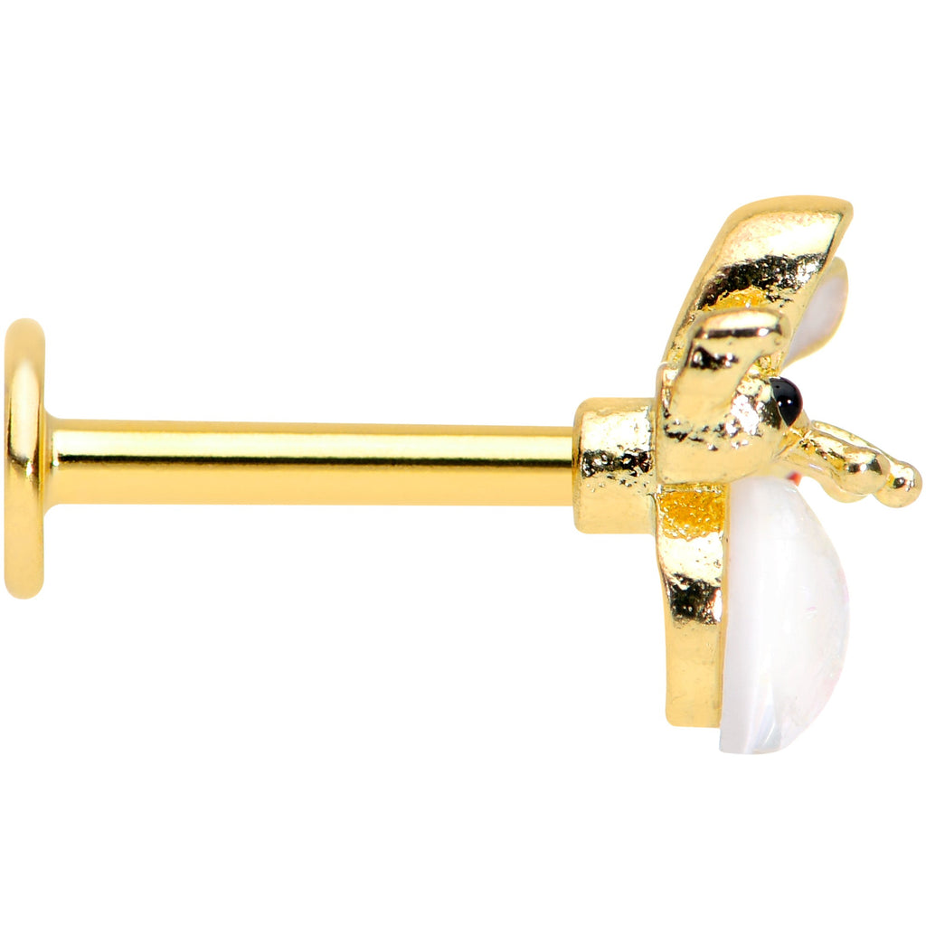 BodyCandy 16G 5/16 White Faux Opal Gold Tone Insect Labret Monroe Tragus — lifestyle context