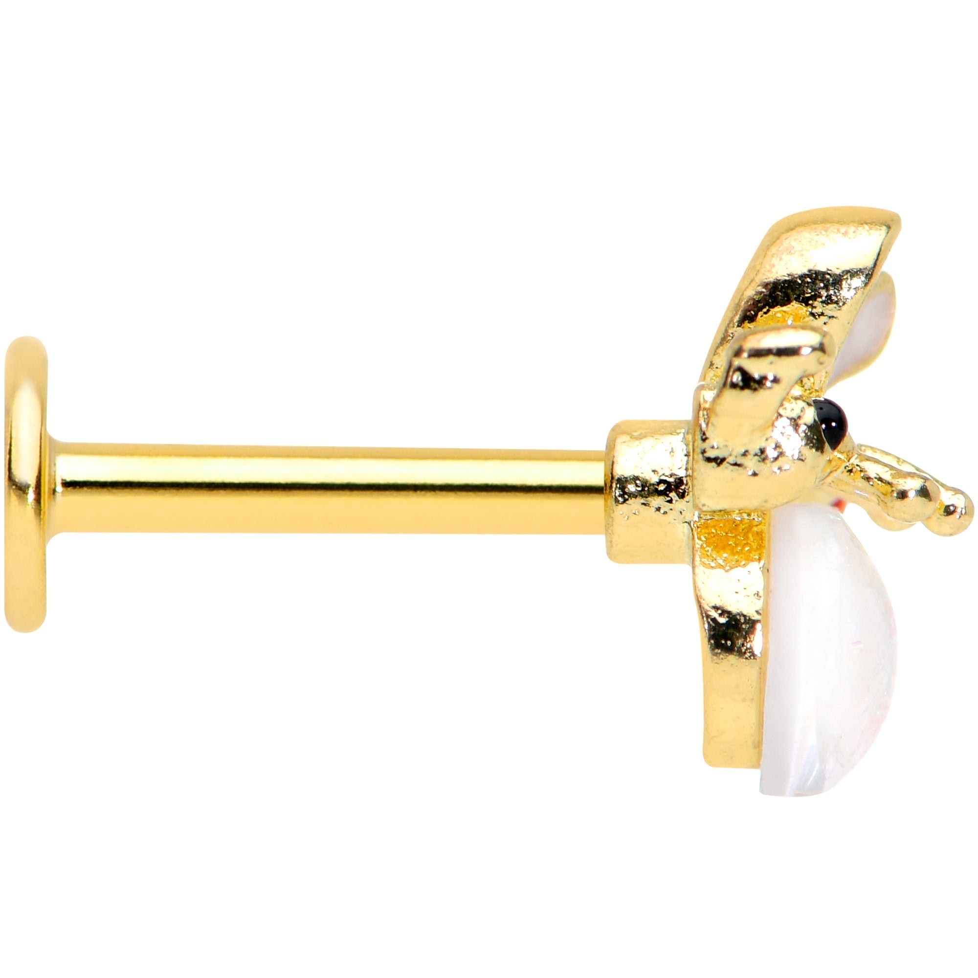BodyCandy 16G 5/16 White Faux Opal Gold Tone Insect Labret Monroe Tragus — lifestyle context