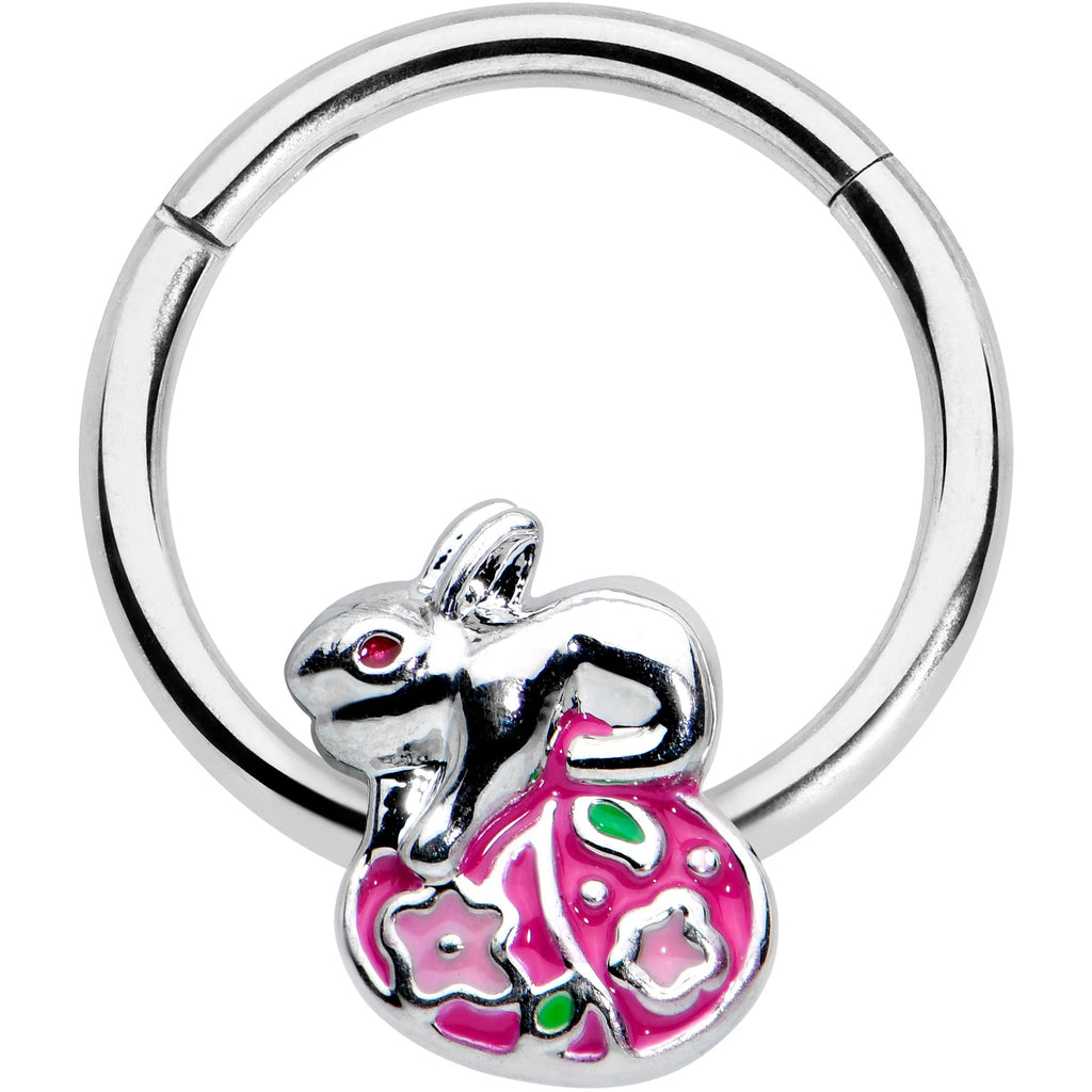 BodyCandy 16G 3/8 Pink Gem Easter Egg Easter Bunny Hinged Segment Ring — main product shot