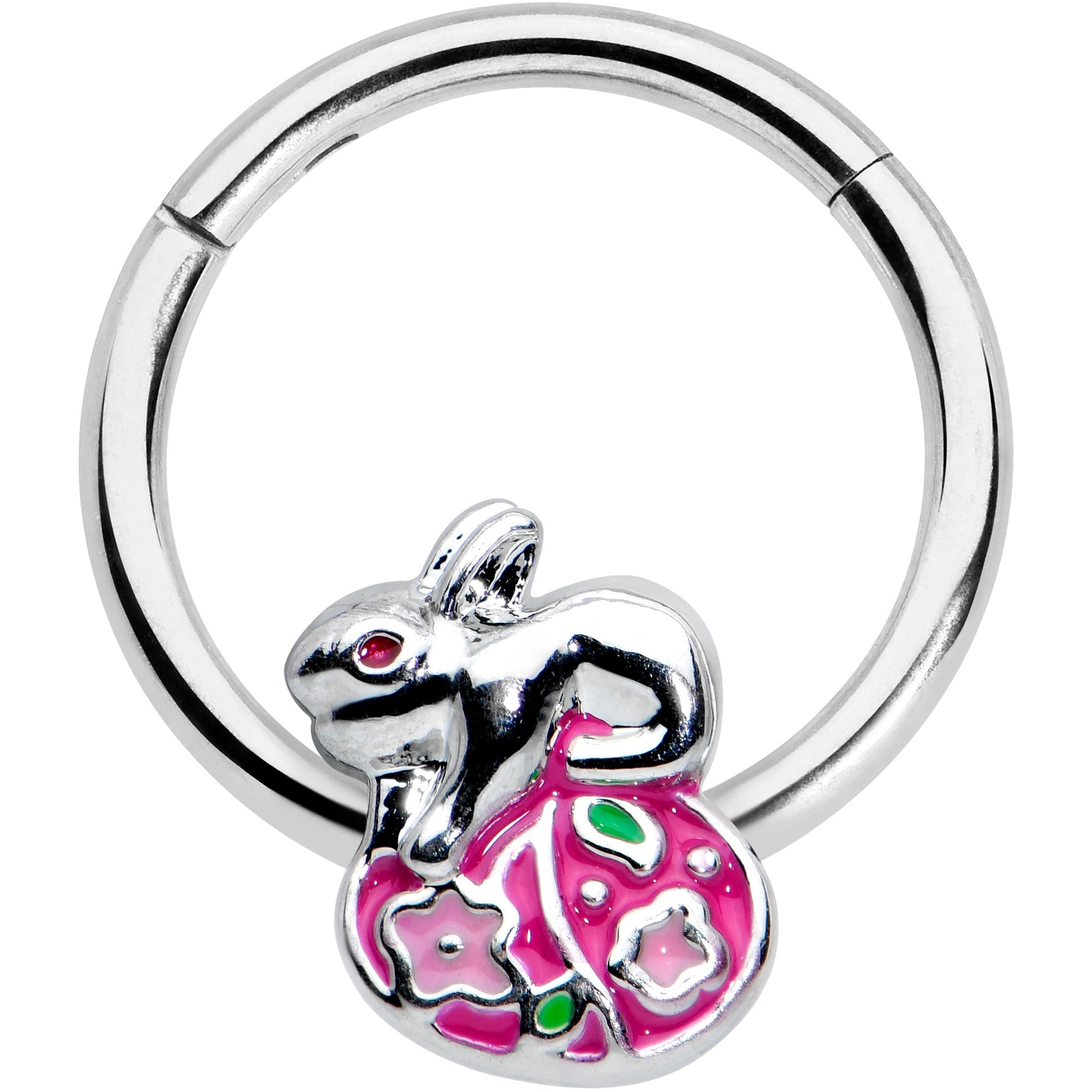 BodyCandy 16G 3/8 Pink Gem Easter Egg Easter Bunny Hinged Segment Ring — main product shot