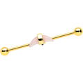 BodyCandy 14G Pink Gem Gold Tone Crescent Industrial Barbell 38mm — main product shot